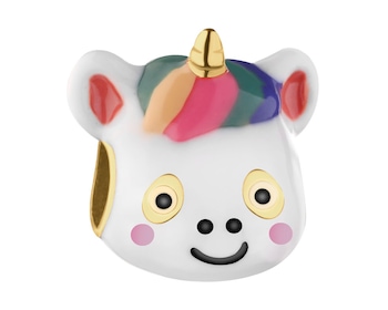 Zawieszka srebrna beads dla dziecka z emalią - jednorożec