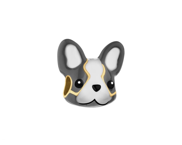 Zawieszka srebrna beads dla dziecka z emalią - piesek