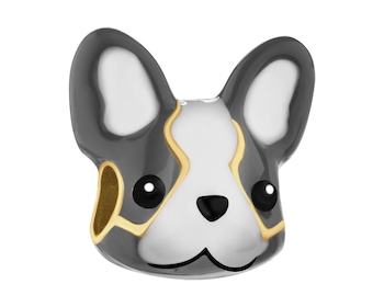 Zawieszka srebrna beads dla dziecka z emalią - piesek