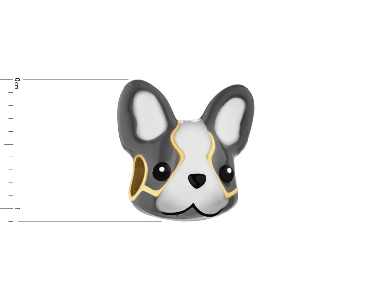 Zawieszka srebrna beads dla dziecka z emalią - piesek