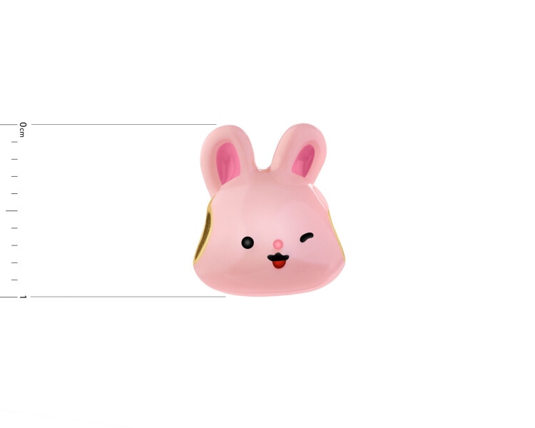 Zawieszka srebrna beads dla dziecka z emalią - zajączek