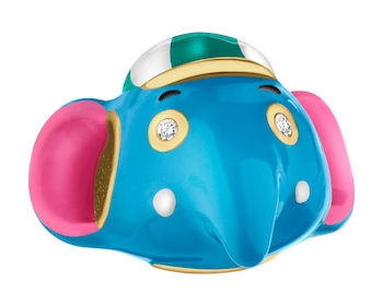 Zawieszka srebrna beads dla dziecka z cyrkoniami i emalią - słonik