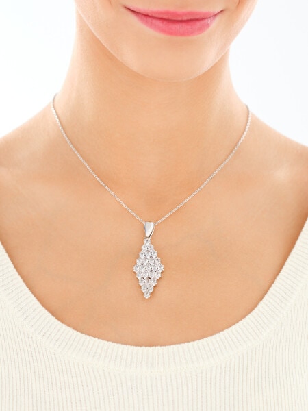 Naszyjnik z mosiądzu rodowany z cyrkoniami