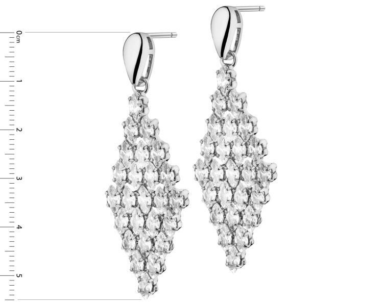 Kolczyki z mosiądzu rodowane z cyrkoniami