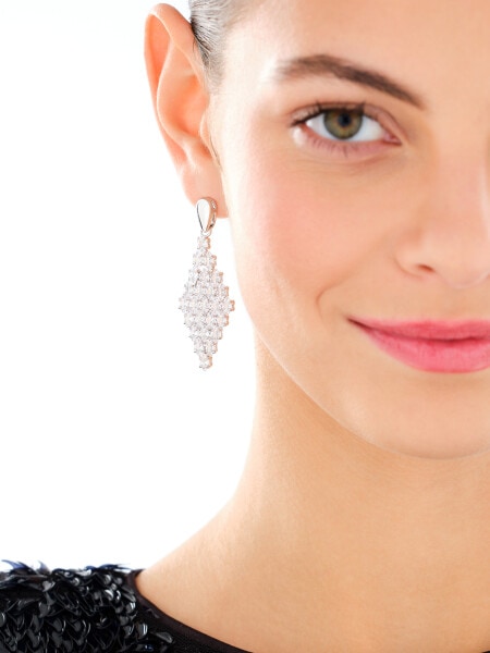 Kolczyki z mosiądzu rodowane z cyrkoniami