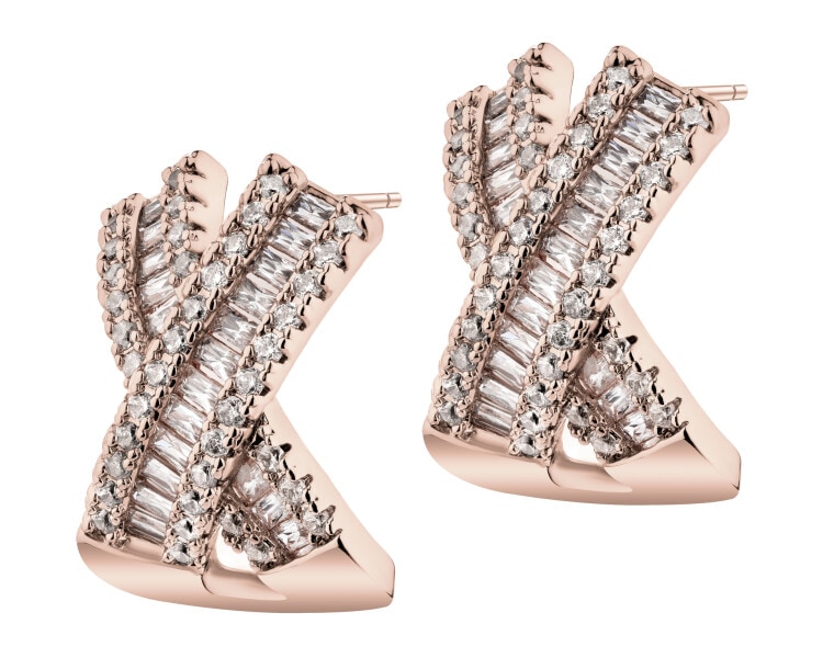 Kolczyki z mosiądzu pozłacane z cyrkoniami