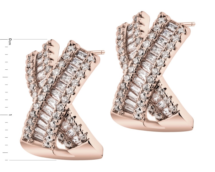 Kolczyki z mosiądzu pozłacane z cyrkoniami