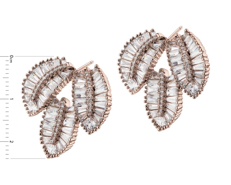 Kolczyki z mosiądzu pozłacane z cyrkoniami - liście