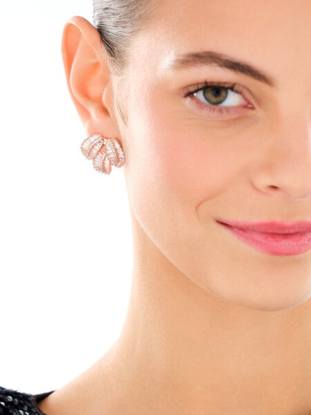 Kolczyki z mosiądzu pozłacane z cyrkoniami - liście