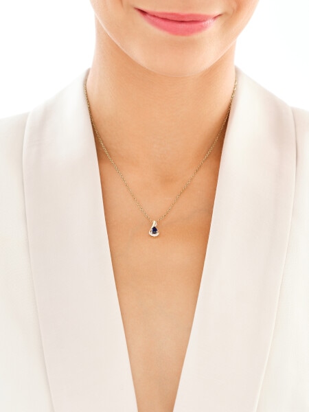 Zawieszka z żółtego złota z diamentami i szafirem syntetycznym - próba 585