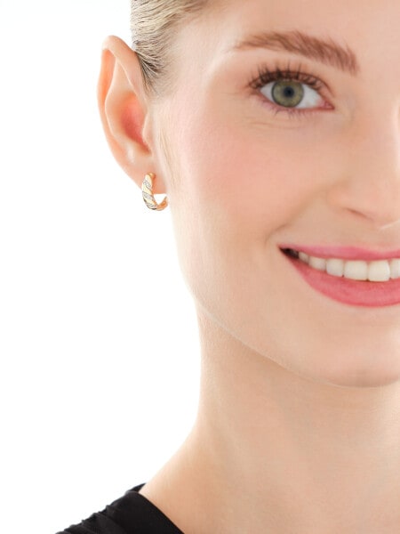 14 K Rhodium-Plated Yellow Gold Earrings with Diamonds - 0,15 ct - fineness 14 K