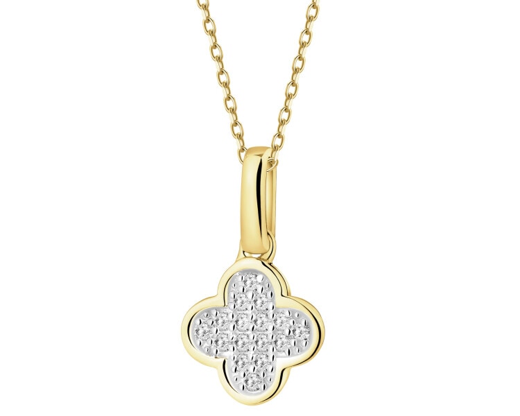 Zawieszka z żółtego złota z diamentami - 0,04 ct - próba 585