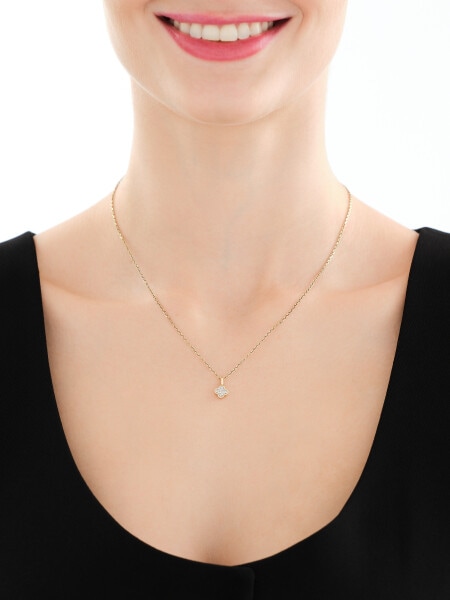 14 K Rhodium-Plated Yellow Gold Pendant with Diamonds - 0,04 ct - fineness 14 K