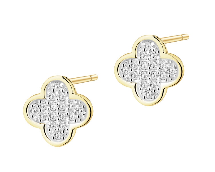 Kolczyki z żółtego złota z diamentami - 0,06 ct - próba 585