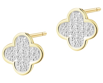 Kolczyki z żółtego złota z diamentami - 0,06 ct - próba 585