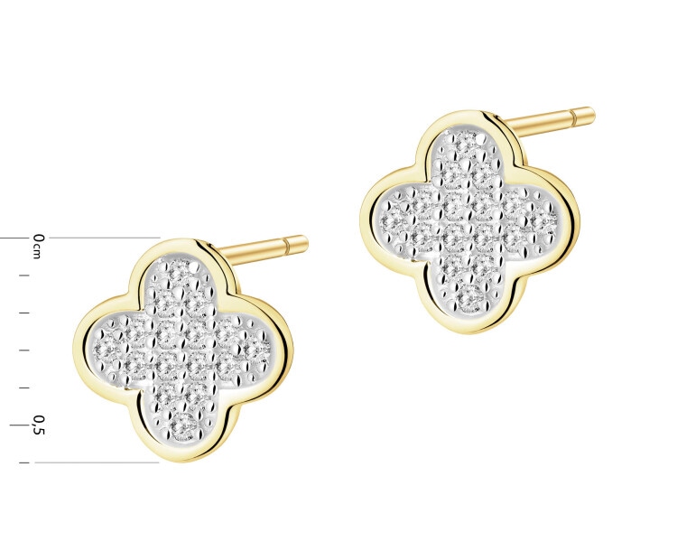 Kolczyki z żółtego złota z diamentami - 0,06 ct - próba 585