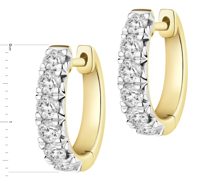 Kolczyki z żółtego złota z brylantami - koła - 1,50 ct - próba 585