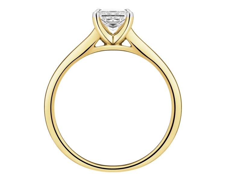 Pierścionek z żółtego złota z diamentem laboratoryjnym - 1,01 ct - próba 750