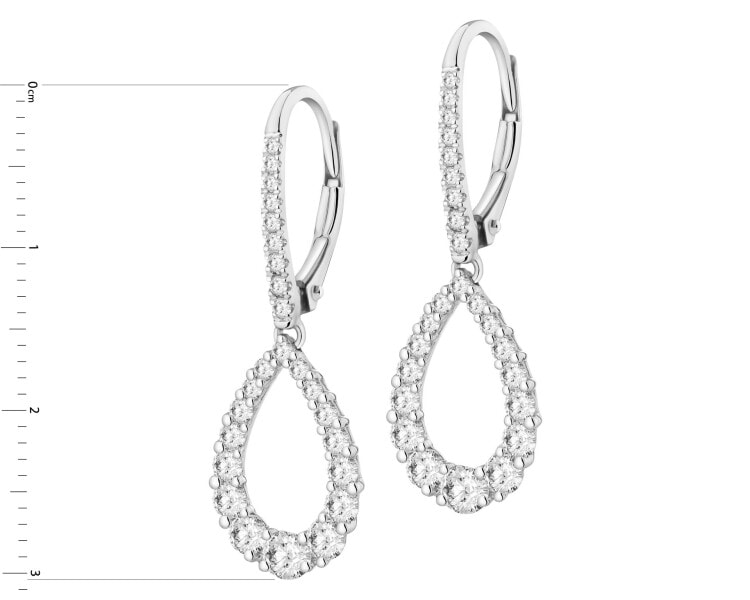 Kolczyki z białego złota z brylantami laboratoryjnymi - 1,25 ct - próba 585