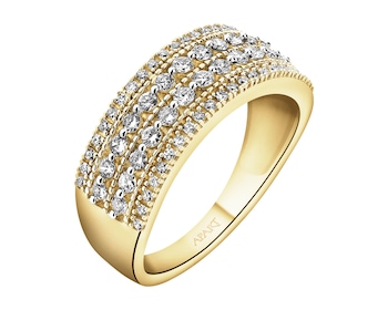 Pierścionek z żóltego złota z diamentami - 0,50 ct - próba 585