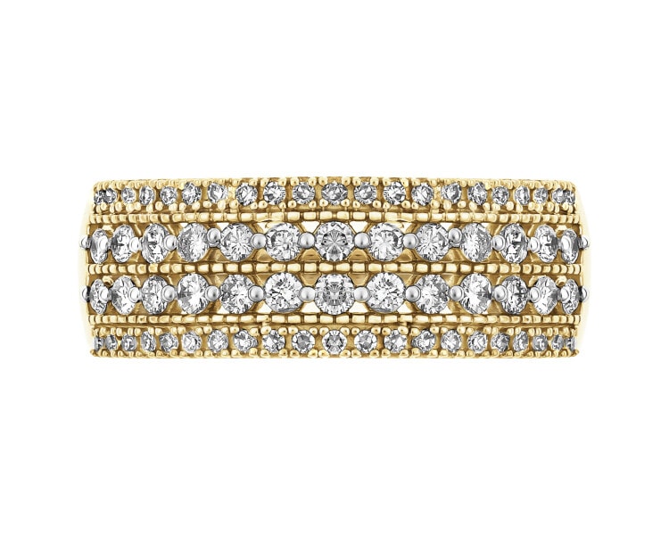Pierścionek z żóltego złota z diamentami - 0,50 ct - próba 585