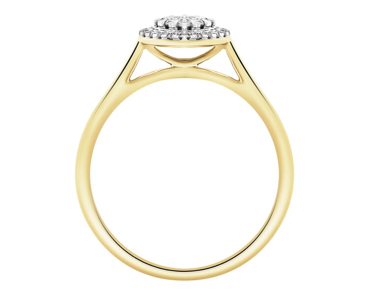 Pierścionek z żóltego złota z diamentami - 0,25 ct - próba 585