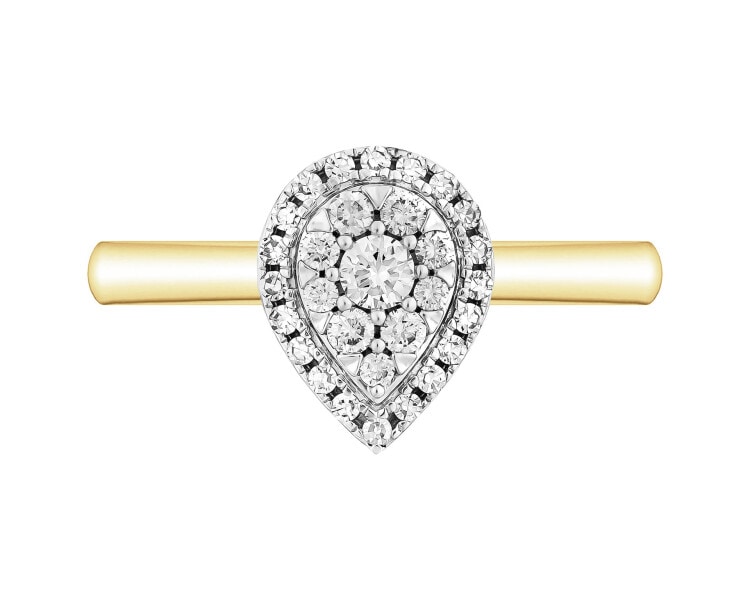 Pierścionek z żóltego złota z diamentami - 0,25 ct - próba 585