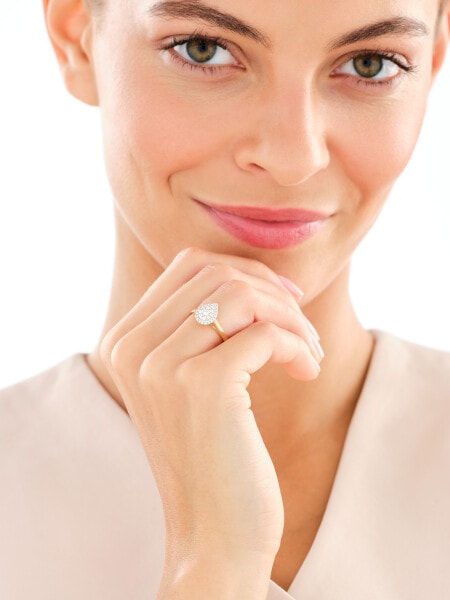 Pierścionek z żóltego złota z diamentami - 0,25 ct - próba 585