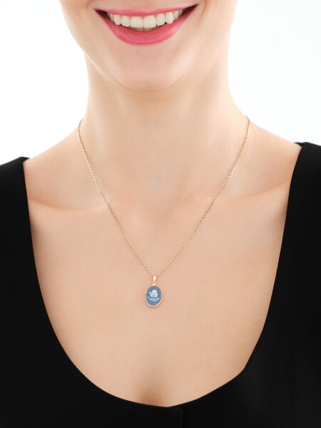 Zlatý přívěsek s briliantem a achátem – kamej, andílek - ryzost 585