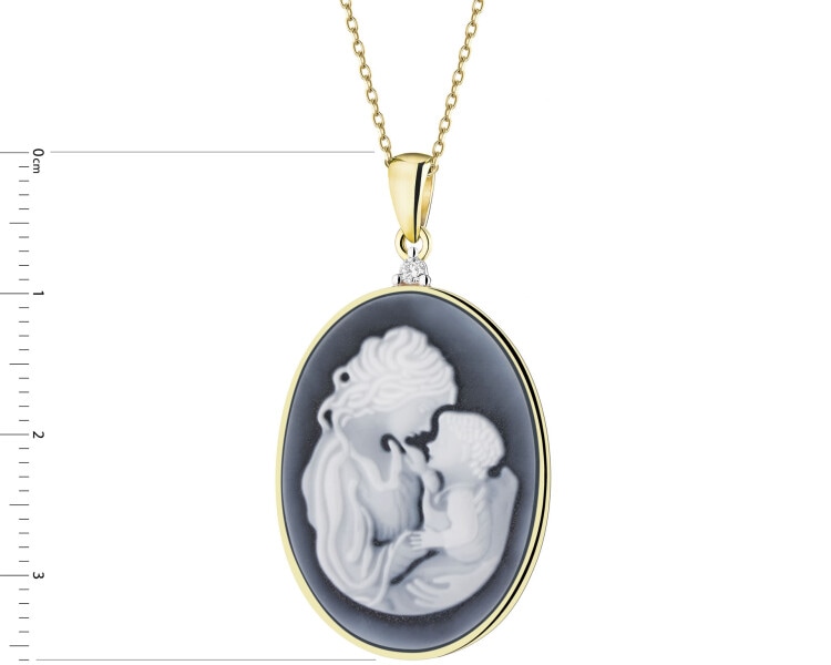 14 K Rhodium-Plated Yellow Gold Pendant - fineness 14 K