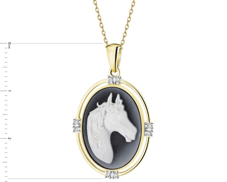 14 K Rhodium-Plated Yellow Gold Pendant - fineness 14 K