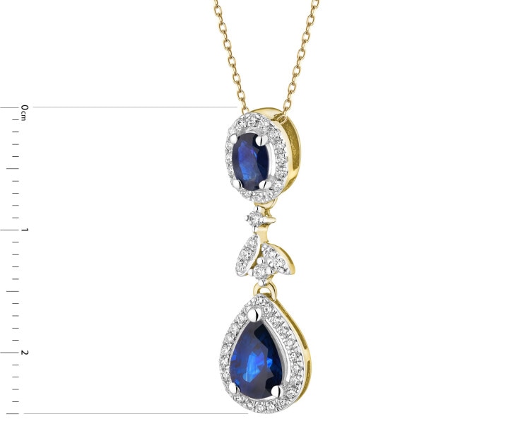 Zlatý přívěsek s brilianty a safíry - ryzost 585