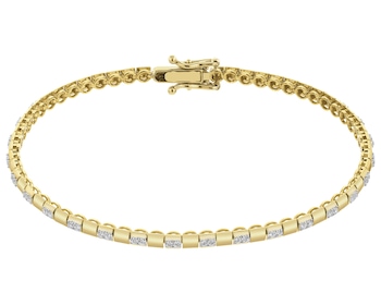 Bransoletka z żółtego złota z brylantami - 18 cm - 0,59 ct - próba 585