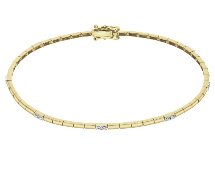 Bransoletka z żółtego złota z brylantami - 19 cm - 0,10 ct - próba 585