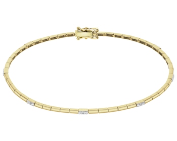 Bransoletka z żółtego złota z brylantami - 19 cm - 0,10 ct - próba 585