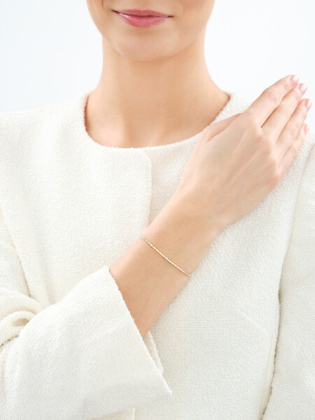 14 K Rhodium-Plated Yellow Gold Bracelet with Diamonds - 0,10 ct - fineness 14 K