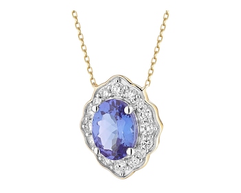 Naszyjnik z żółtego złota z brylantami i tanzanitem - próba 585