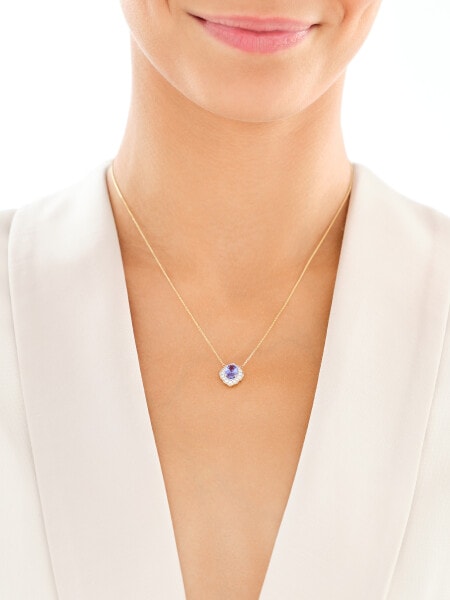 Naszyjnik z żółtego złota z brylantami i tanzanitem - próba 585