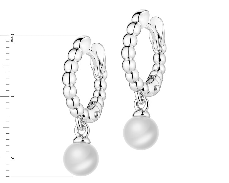 Rhodium Plated Silver Dangling Earring with Pearl