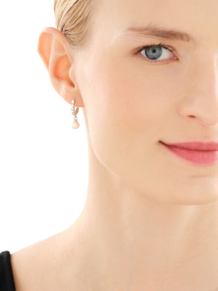 Kolczyki srebrne z perłami - koła