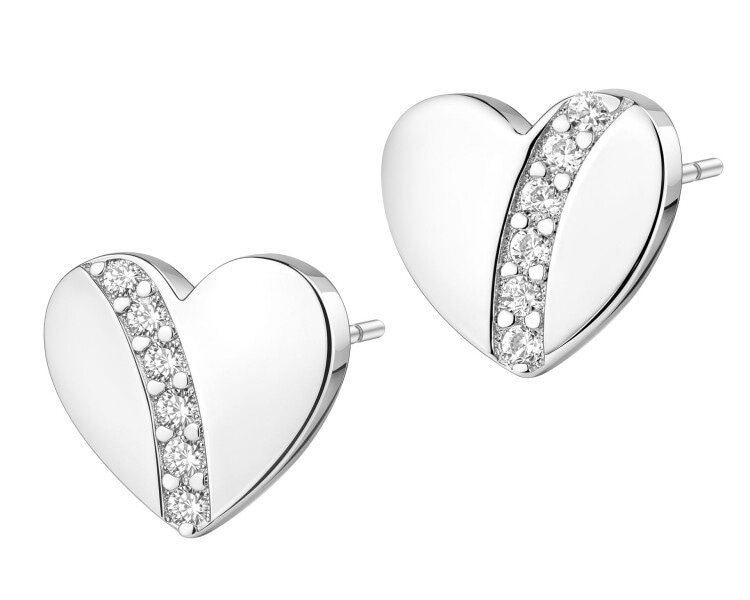 Kolczyki srebrne z cyrkoniami - serca