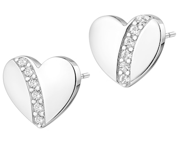 Kolczyki srebrne z cyrkoniami - serca
