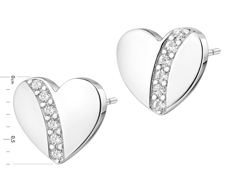 Kolczyki srebrne z cyrkoniami - serca
