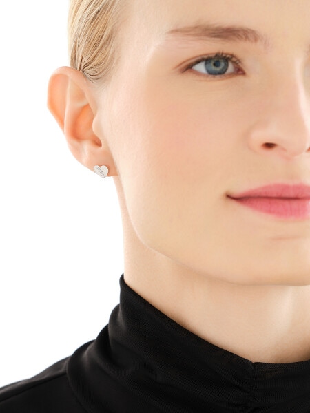 Stříbrné náušnice se zirkony - srdce