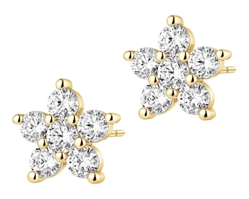 Kolczyki srebrne z cyrkoniami - kwiaty