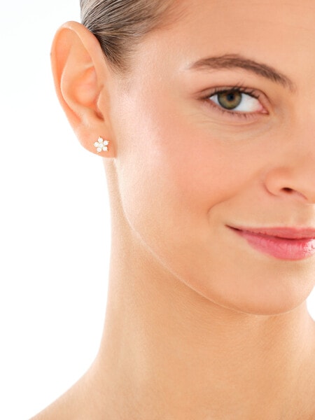 Stříbrné náušnice se zirkony - květy