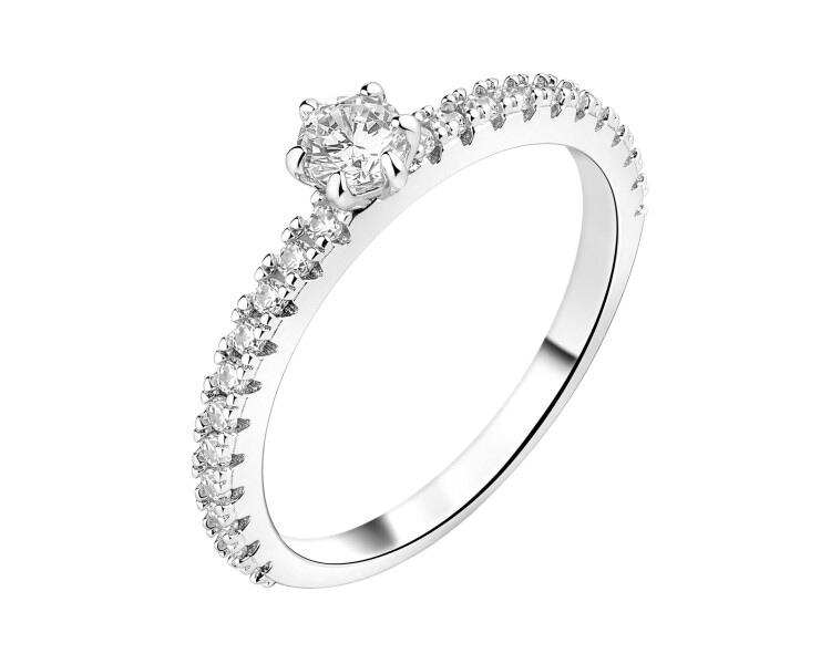 Rhodium Plated Silver Ring with Cubic Zirconia