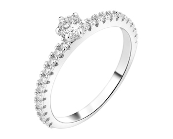 Rhodium Plated Silver Ring with Cubic Zirconia