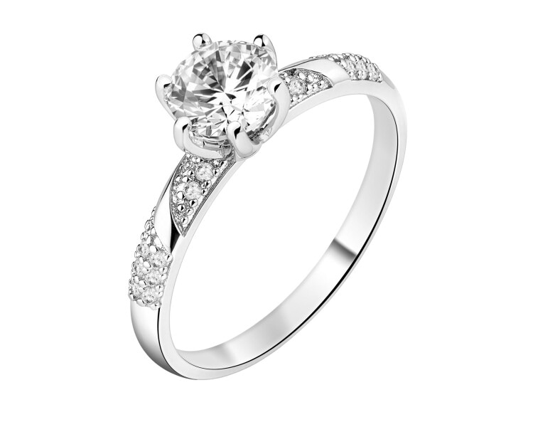 Rhodium Plated Silver Ring with Cubic Zirconia