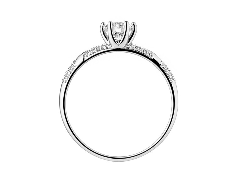 Rhodium Plated Silver Ring with Cubic Zirconia
